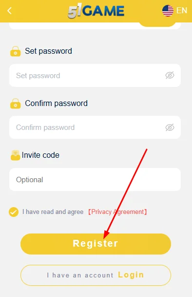 Click on the register button